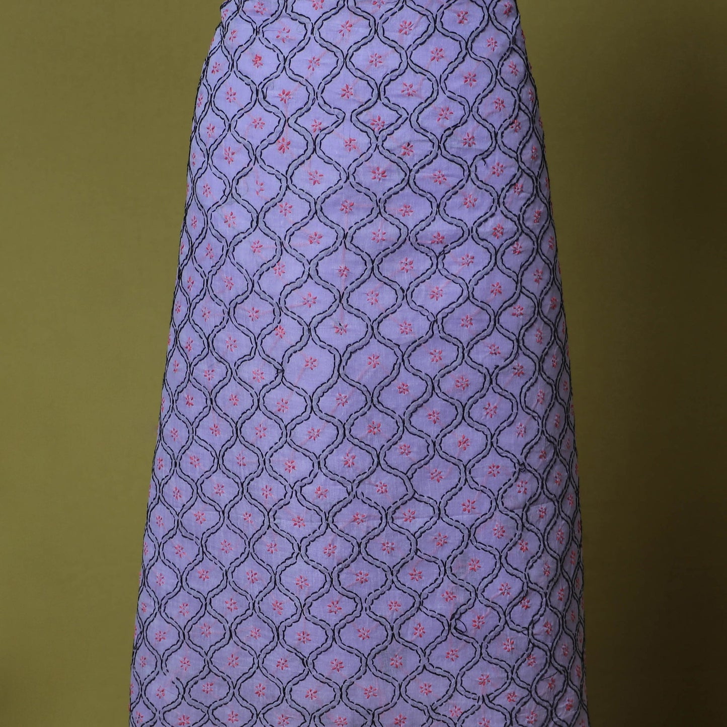 Purple - 3pc hand embroidery cotton lucknow chikankari