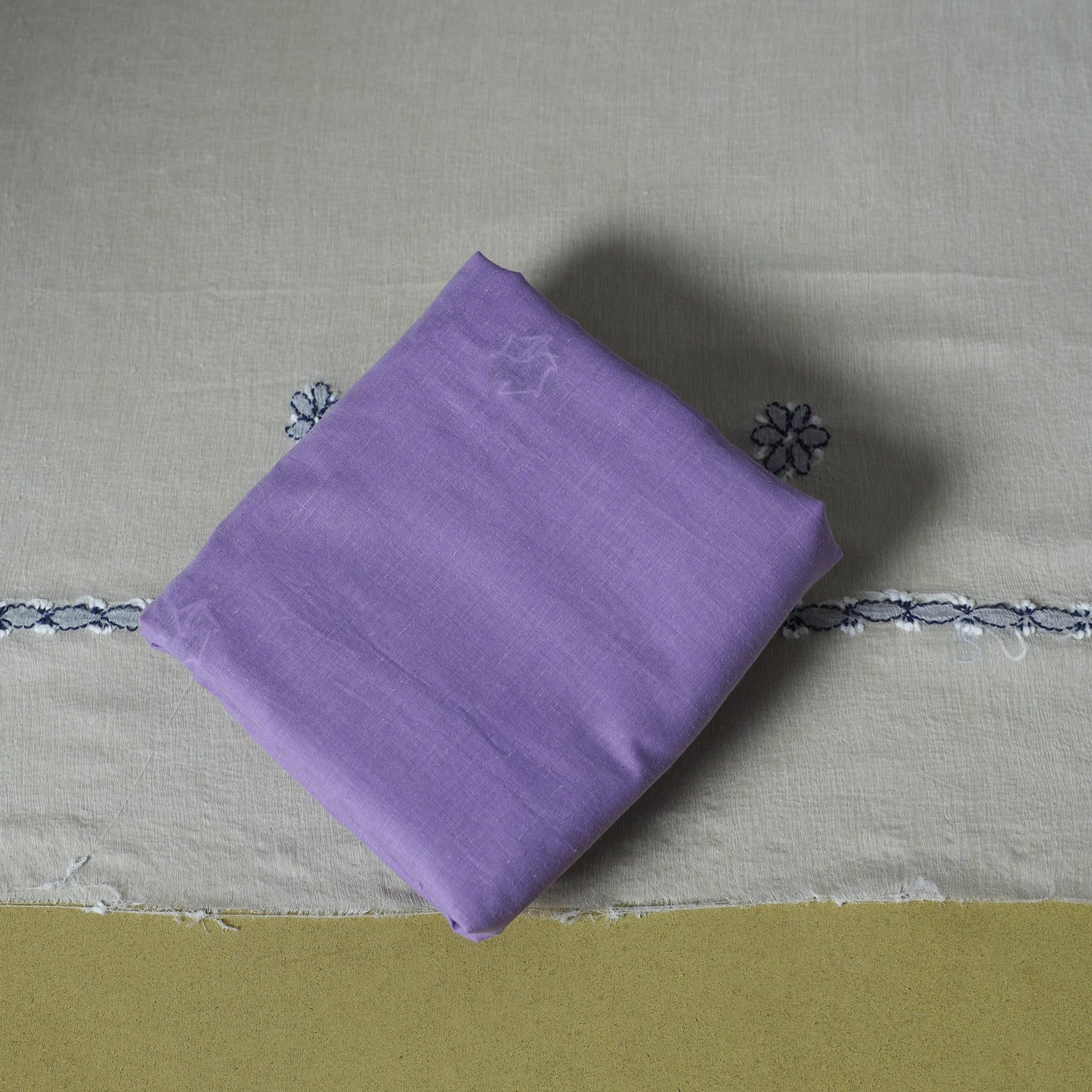 Purple - 3pc hand embroidery cotton lucknow chikankari