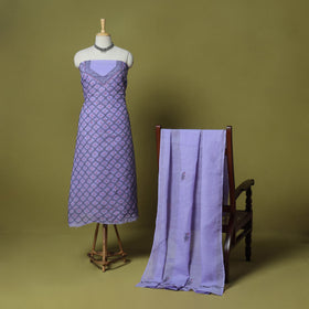 Purple - 3pc hand embroidery cotton lucknow chikankari
