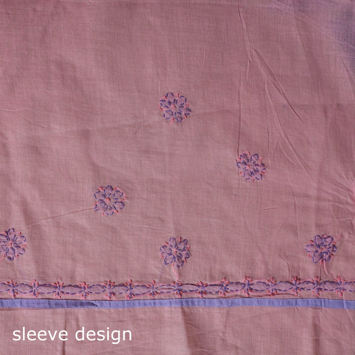 Purple - 3pc hand embroidery cotton lucknow chikankari