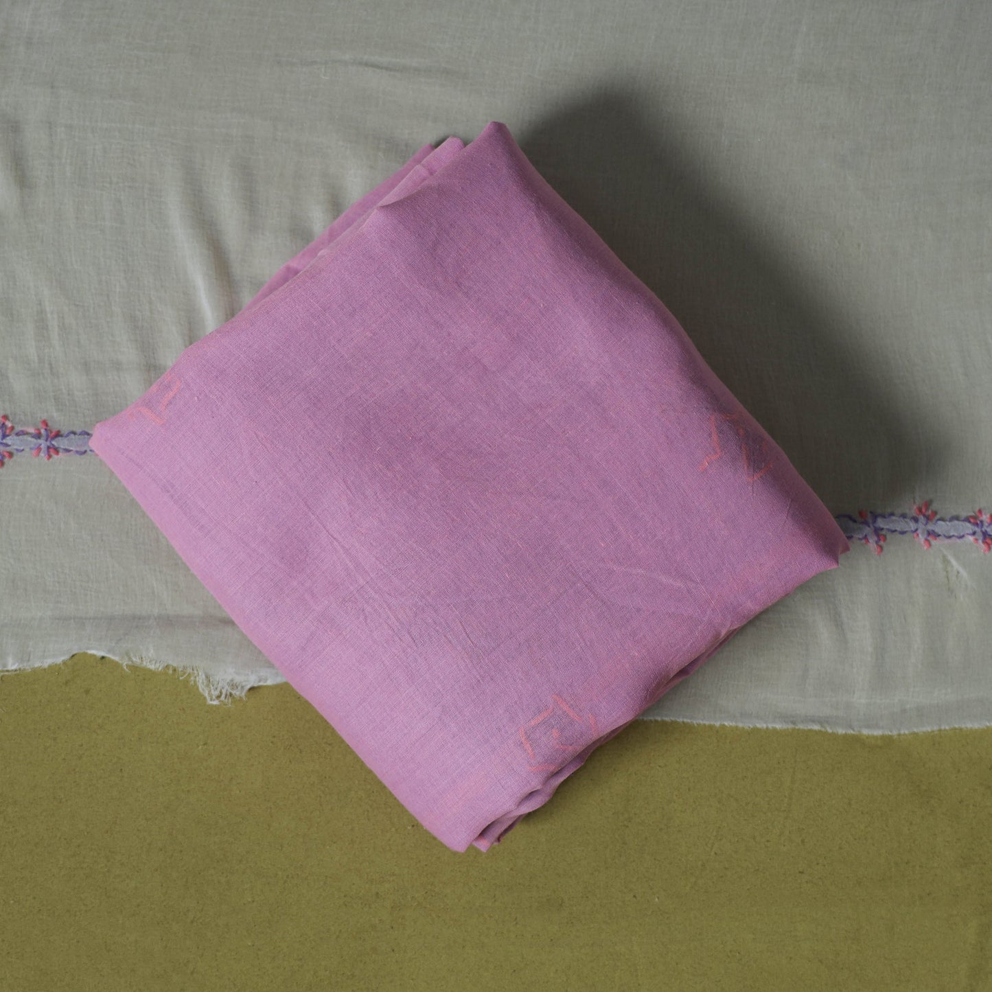 Purple - 3pc hand embroidery cotton lucknow chikankari