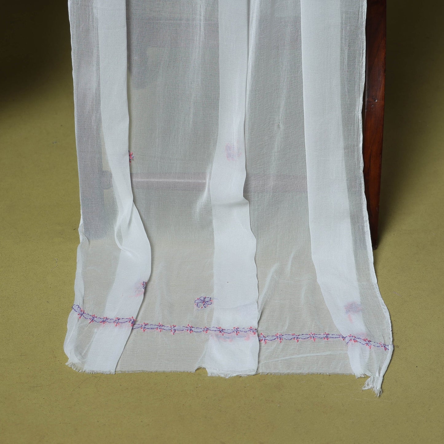 Purple - 3pc hand embroidery cotton lucknow chikankari