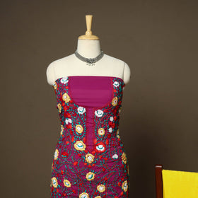 Purple - 3pc hand embroidery georgette unstitched phulkari