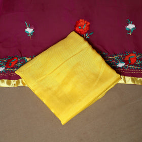 Purple - 3pc hand embroidery georgette unstitched phulkari