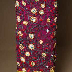 Purple - 3pc hand embroidery georgette unstitched phulkari