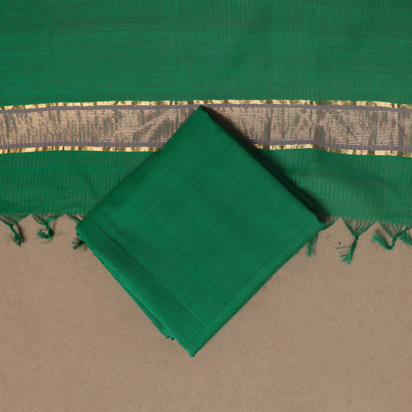 Purple - 3pc handloom cotton unstitched mangalagiri dress