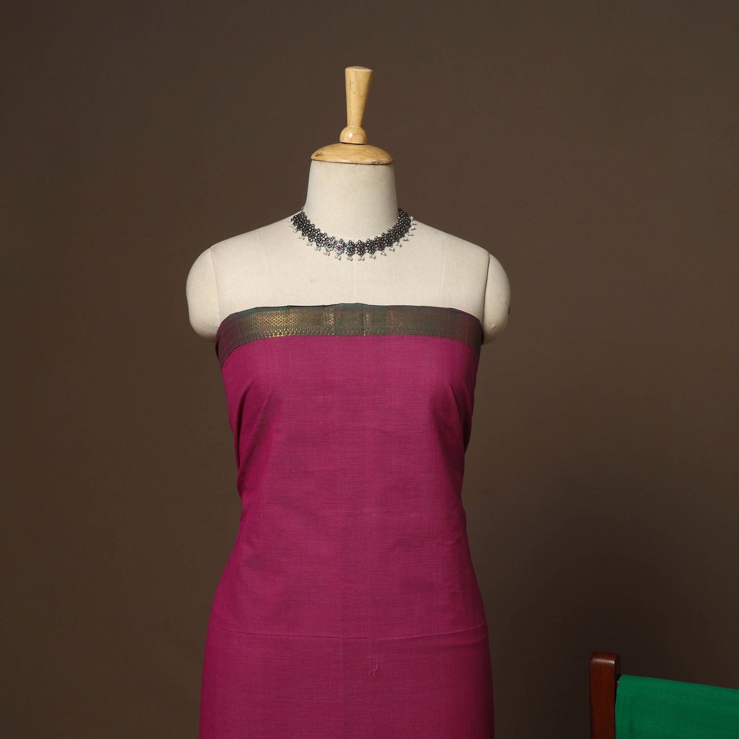 Purple - 3pc handloom cotton unstitched mangalagiri dress