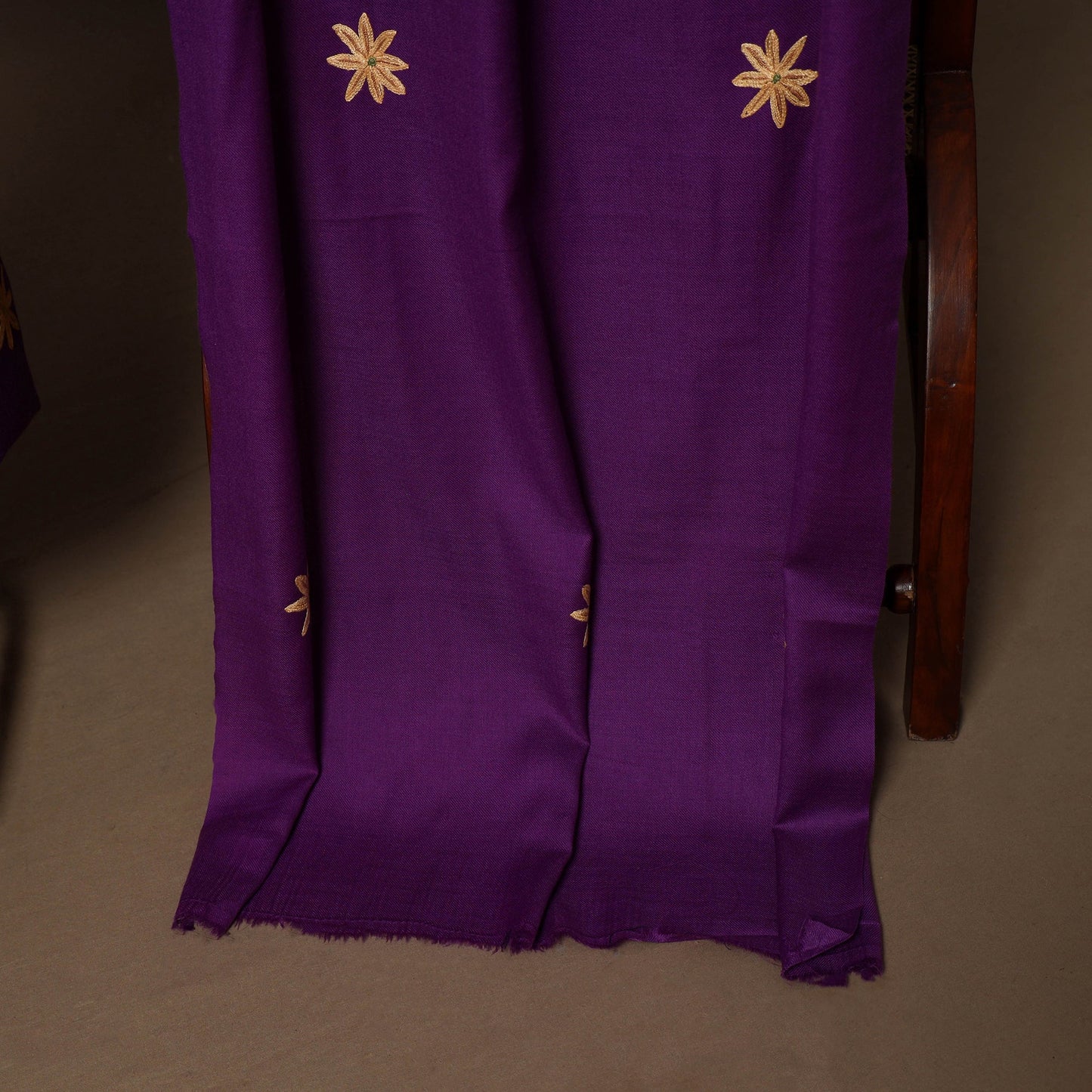 Purple - 3pc kashmiri merino wool unstitched sozni hand