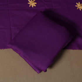 Purple - 3pc kashmiri merino wool unstitched sozni hand