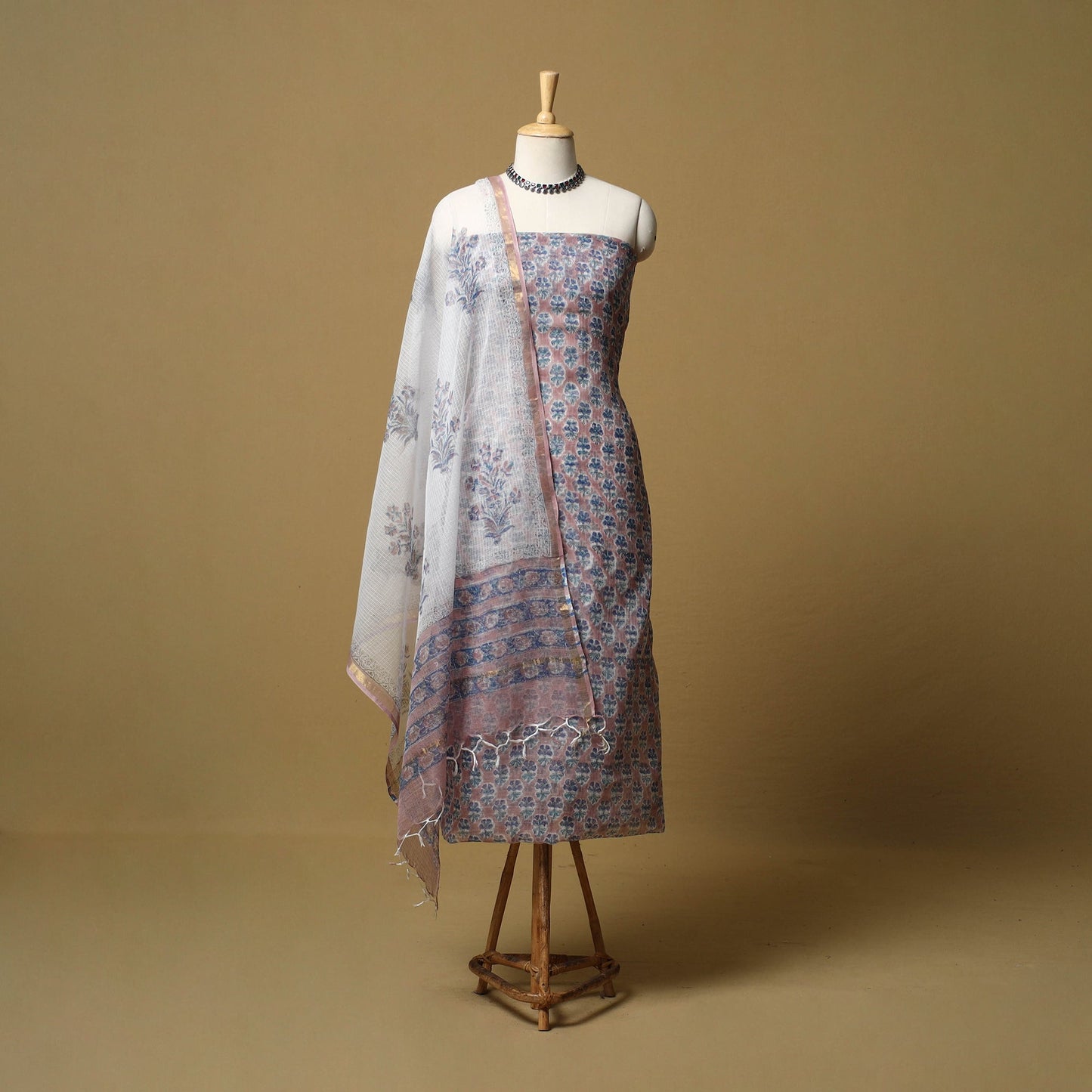 3pc kota doria cotton sanganeri unstitched dress material