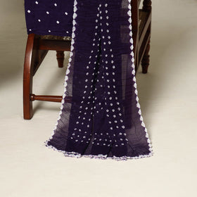 Purple - 3pc kutch tie-dye satin cotton unstitched bandhani