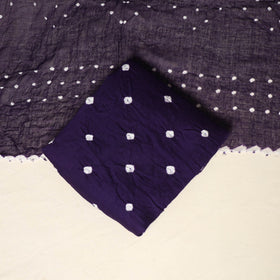 Purple - 3pc kutch tie-dye satin cotton unstitched bandhani