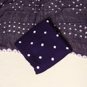Purple - 3pc kutch tie-dye satin cotton unstitched bandhani