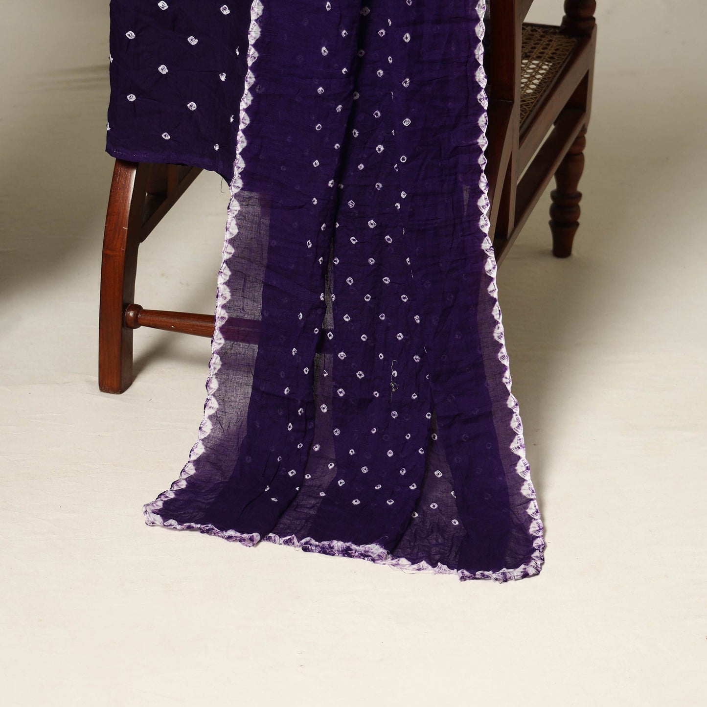 Purple - 3pc kutch tie-dye satin cotton unstitched bandhani