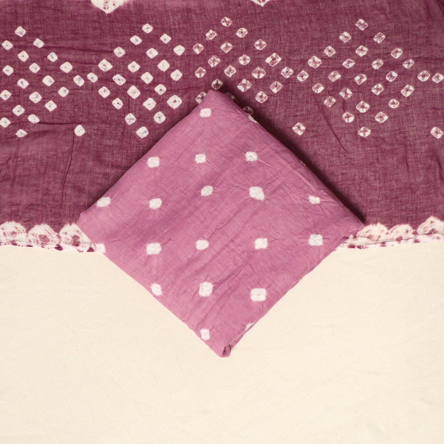 Purple - 3pc kutch tie-dye satin cotton unstitched bandhani