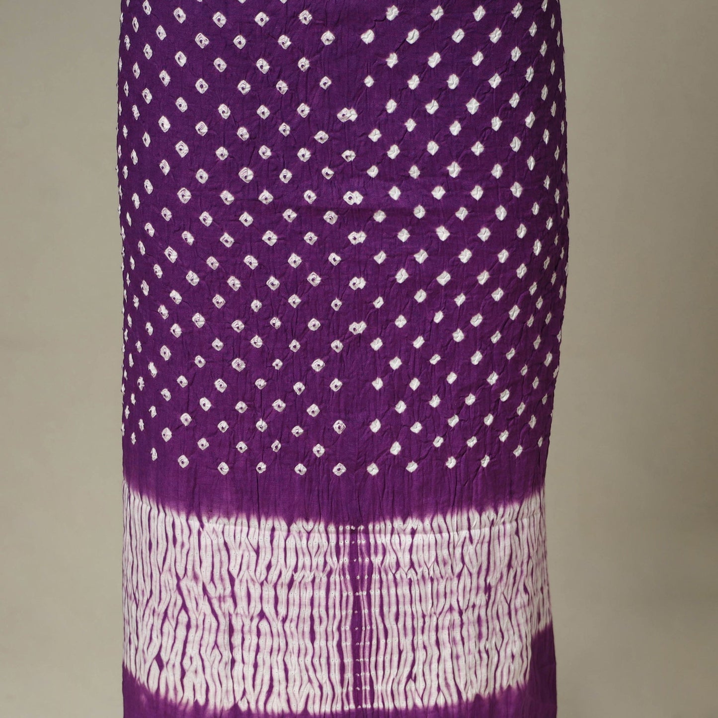 Purple - 3pc kutch tie-dye satin cotton unstitched bandhani