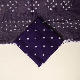 Purple - 3pc kutch tie-dye satin cotton unstitched bandhani