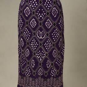 Purple - 3pc kutch tie-dye satin cotton unstitched bandhani