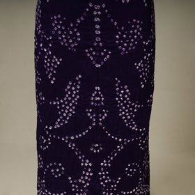 Purple - 3pc kutch tie-dye satin cotton unstitched bandhani