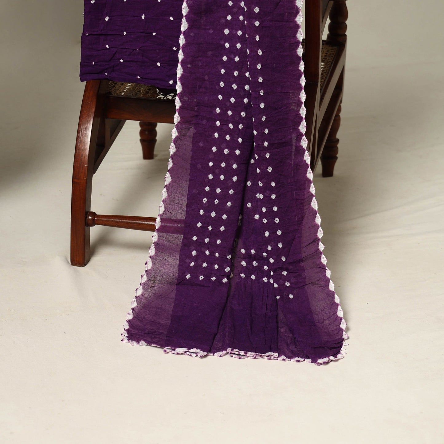 Purple - 3pc kutch tie-dye satin cotton unstitched bandhani