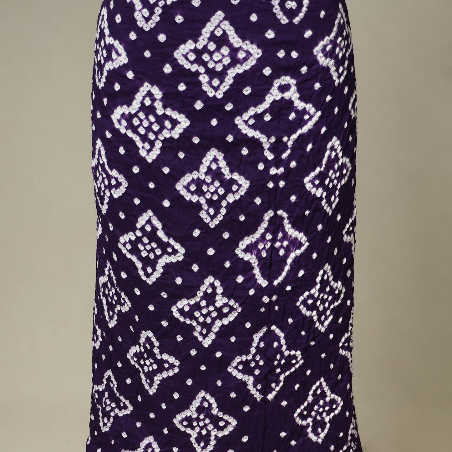 Purple - 3pc kutch tie-dye satin cotton unstitched bandhani