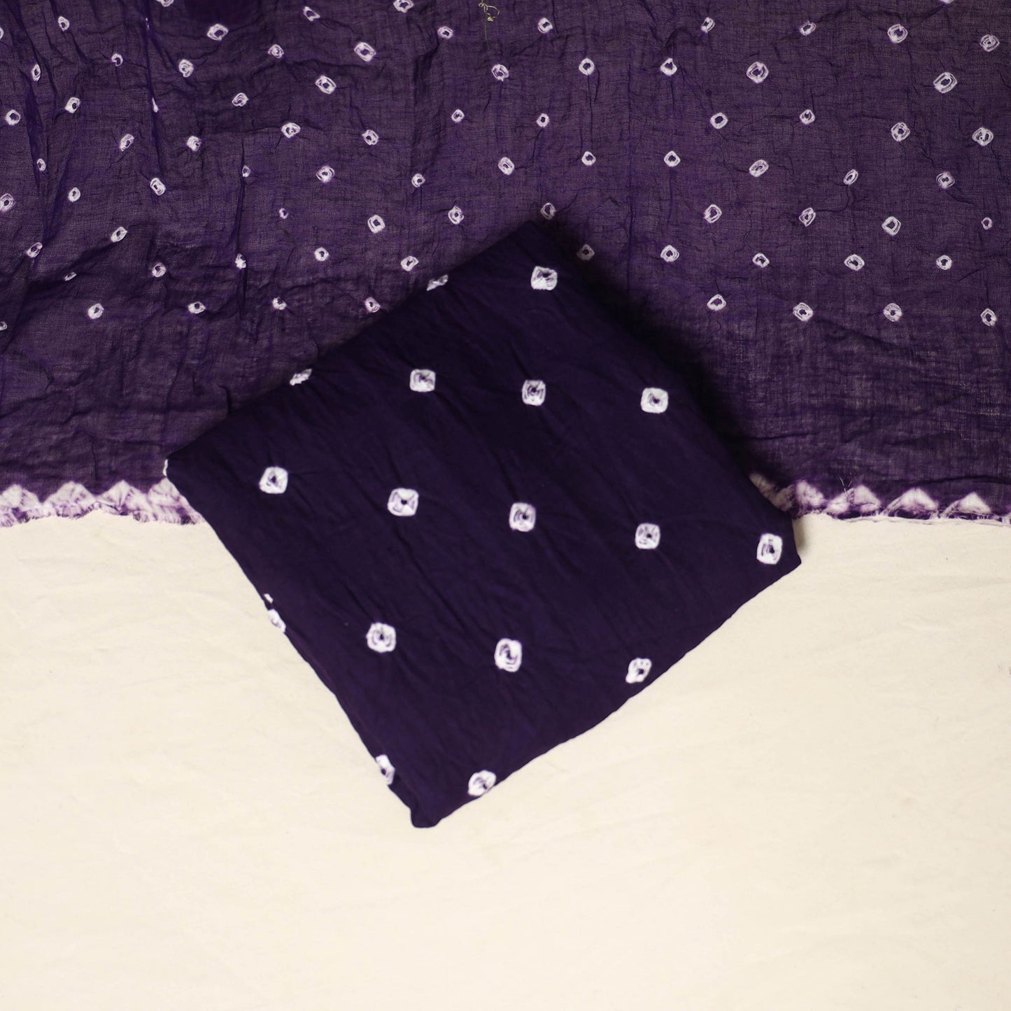 Purple - 3pc kutch tie-dye satin cotton unstitched bandhani