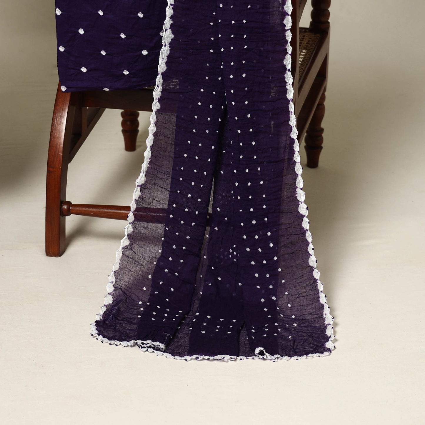 Purple - 3pc kutch tie-dye satin cotton unstitched bandhani