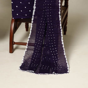 Purple - 3pc kutch tie-dye satin cotton unstitched bandhani