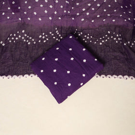 Purple - 3pc kutch tie-dye satin cotton unstitched bandhani