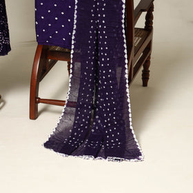 Purple - 3pc kutch tie-dye satin cotton unstitched bandhani