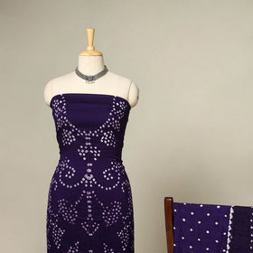 Purple - 3pc kutch tie-dye satin cotton unstitched bandhani