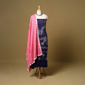 3pc kutch tie-dye satin cotton unstitched bandhani dress