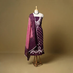 3pc kutch tie-dye satin cotton unstitched bandhani dress