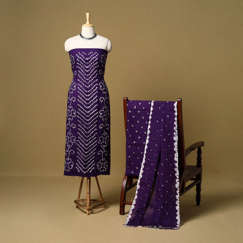 3pc kutch tie-dye satin cotton unstitched bandhani dress