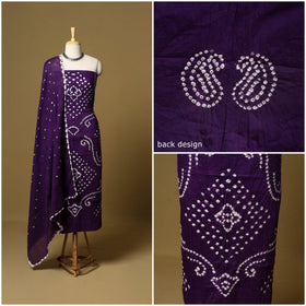 3pc kutch tie-dye satin cotton unstitched bandhani dress