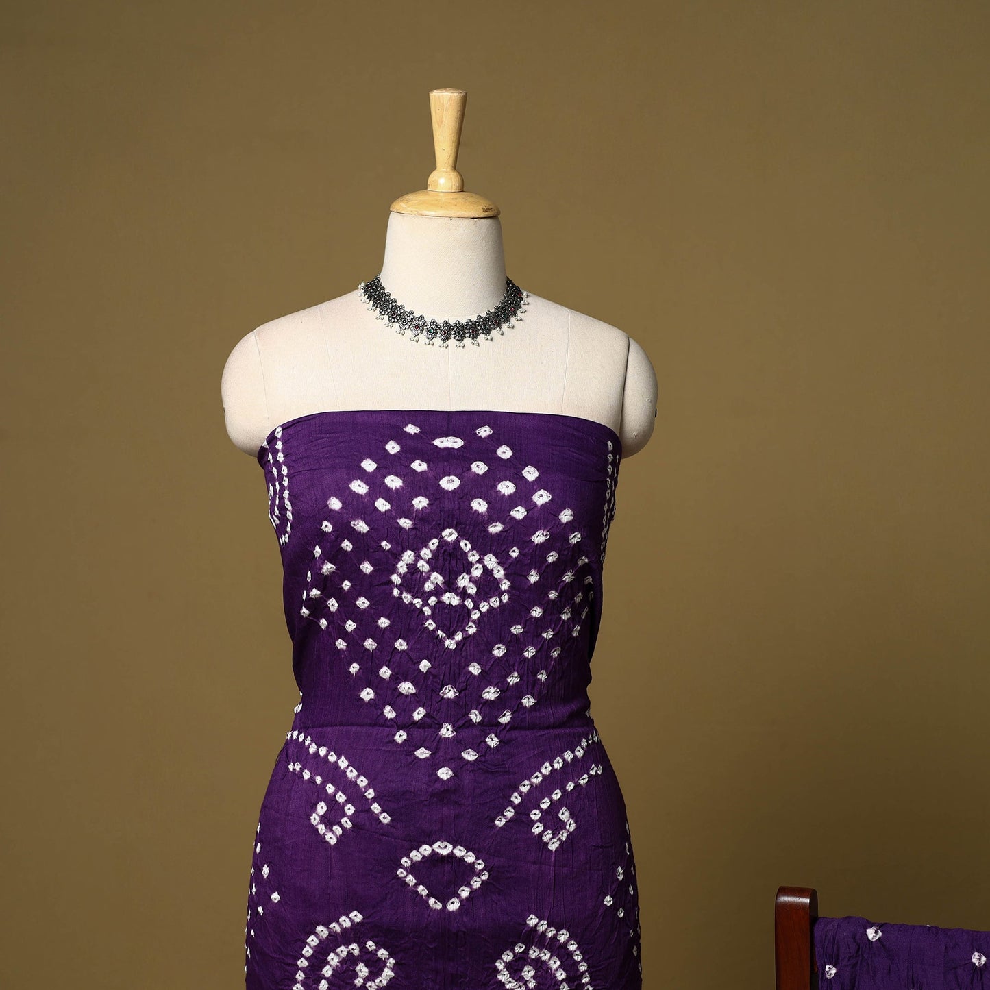 3pc kutch tie-dye satin cotton unstitched bandhani dress