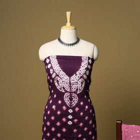 3pc kutch tie-dye satin cotton unstitched bandhani dress