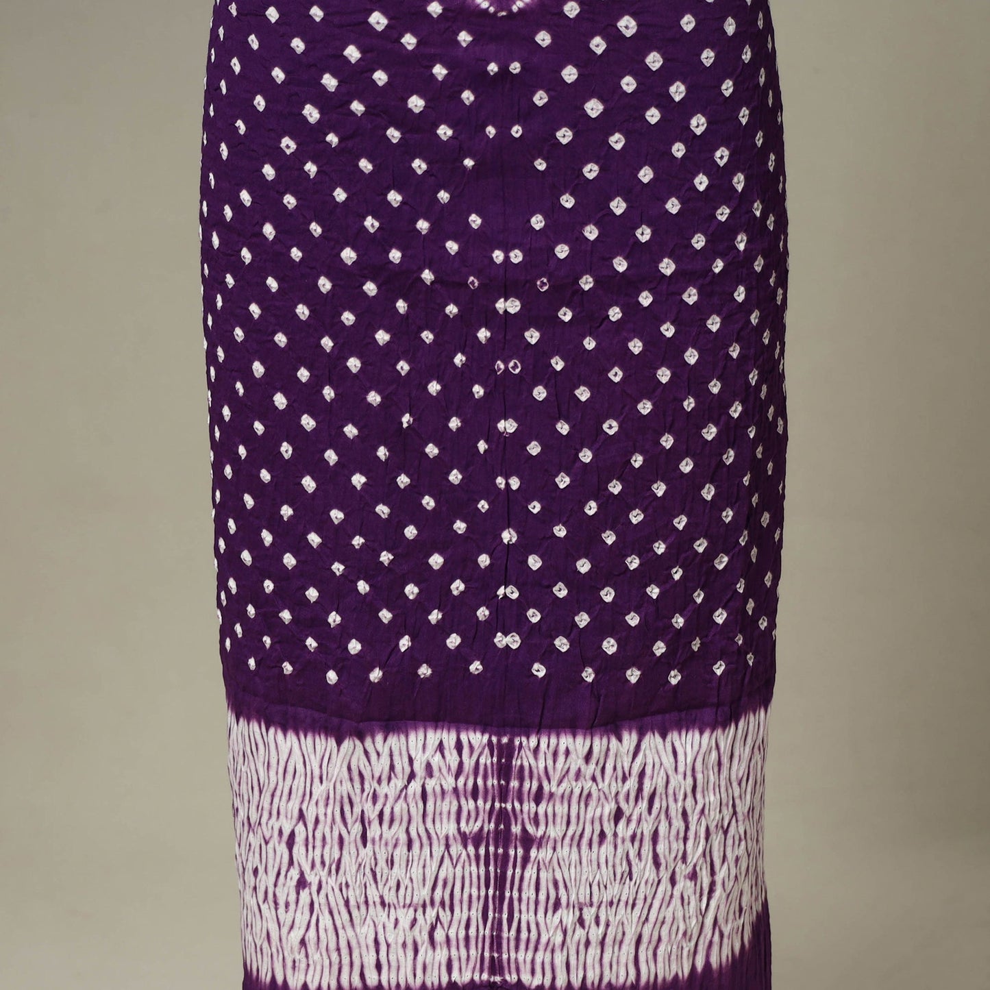 Purple - 3pc kutch tie-dye satin cotton unstitched bandhani