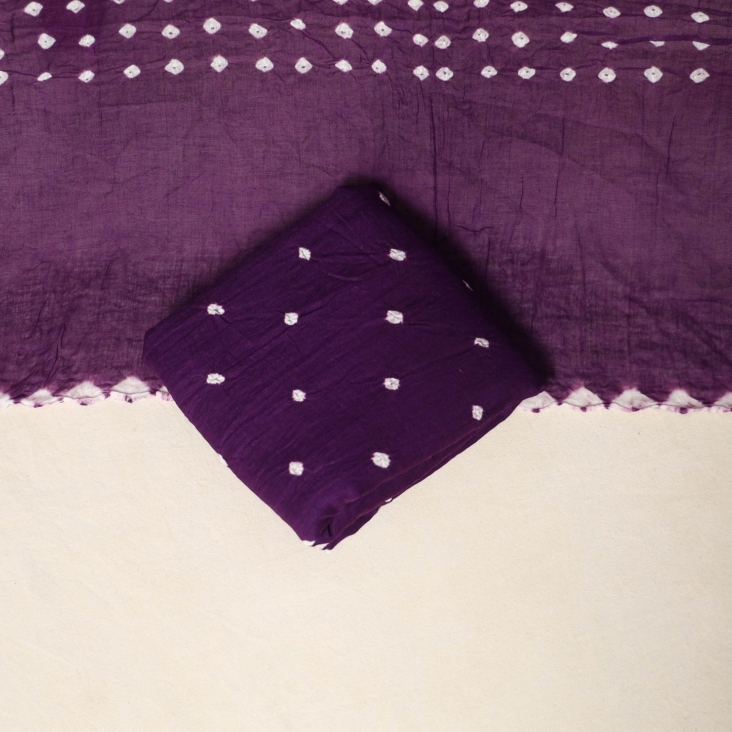 Purple - 3pc kutch tie-dye satin cotton unstitched bandhani
