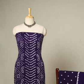 Purple - 3pc kutch tie-dye satin cotton unstitched bandhani