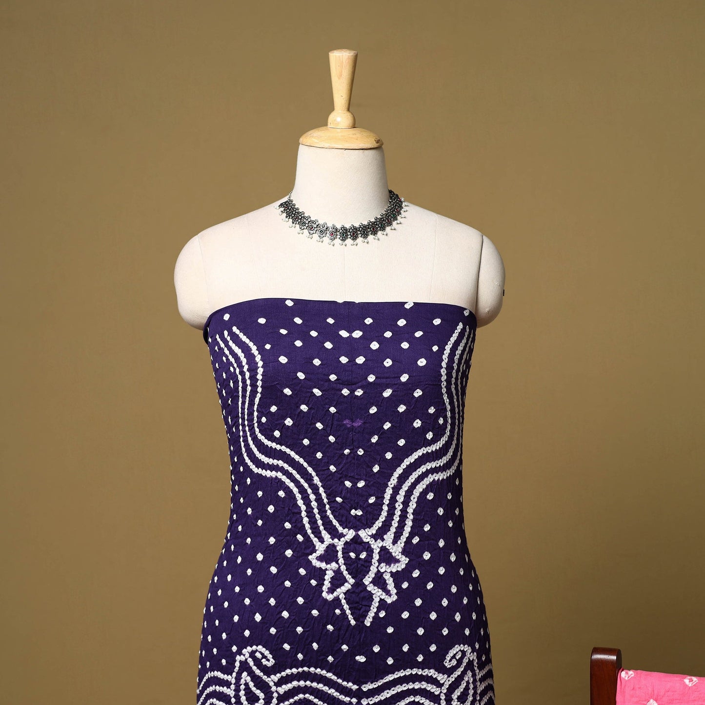 3pc kutch tie-dye satin cotton unstitched bandhani dress