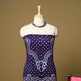 3pc kutch tie-dye satin cotton unstitched bandhani dress