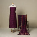 Purple - 3pc maheshwari silk unstitched bagh dress material