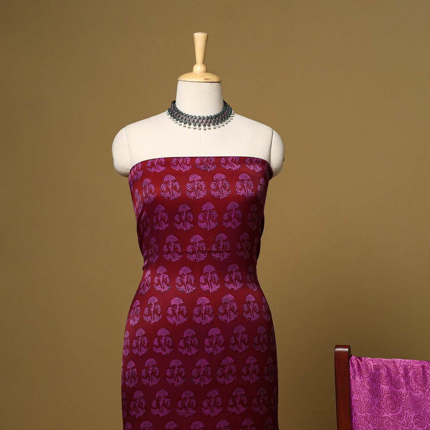 Purple - 3pc modal silk unstitched bagh dress material 30