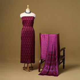 Purple - 3pc modal silk unstitched bagh dress material 30