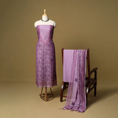 3pc mul chanderi handloom unstitched sanganeri dress