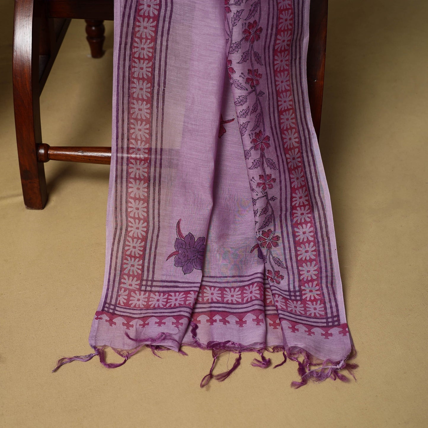 3pc mul chanderi handloom unstitched sanganeri dress