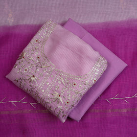  Purple 3pc Pitta Work Kota Doria Dress Material Set