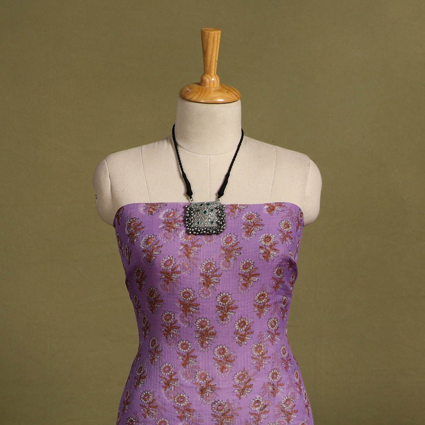 Purple 3pc Sanganeri Block Print Kota Cotton Dress Material