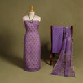 Purple 3pc Sanganeri Block Print Kota Cotton Dress Material